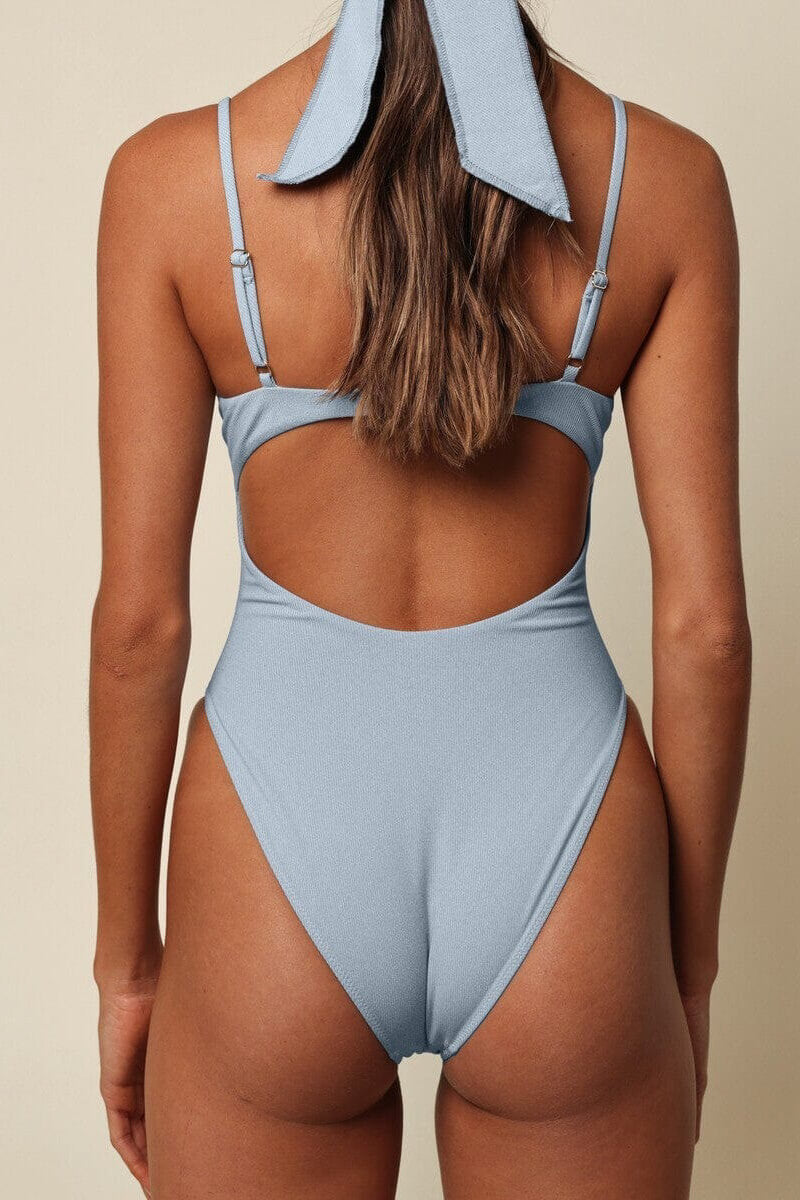 Montce swim petal one piece in light denim