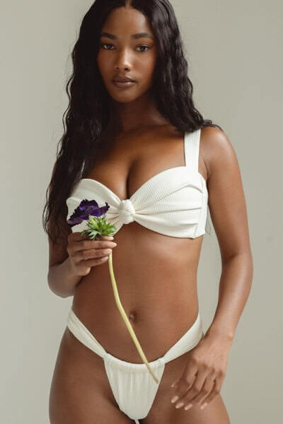 Montce Swim sandra bikini bottom in cream rib