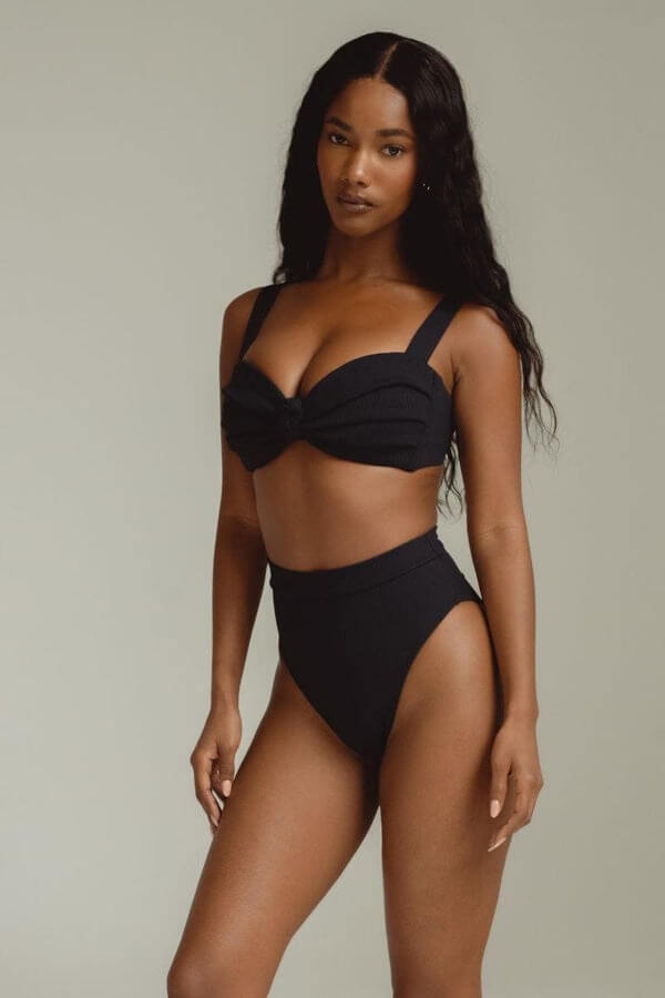 Montce Swim Hayden Bikini Top in black rib