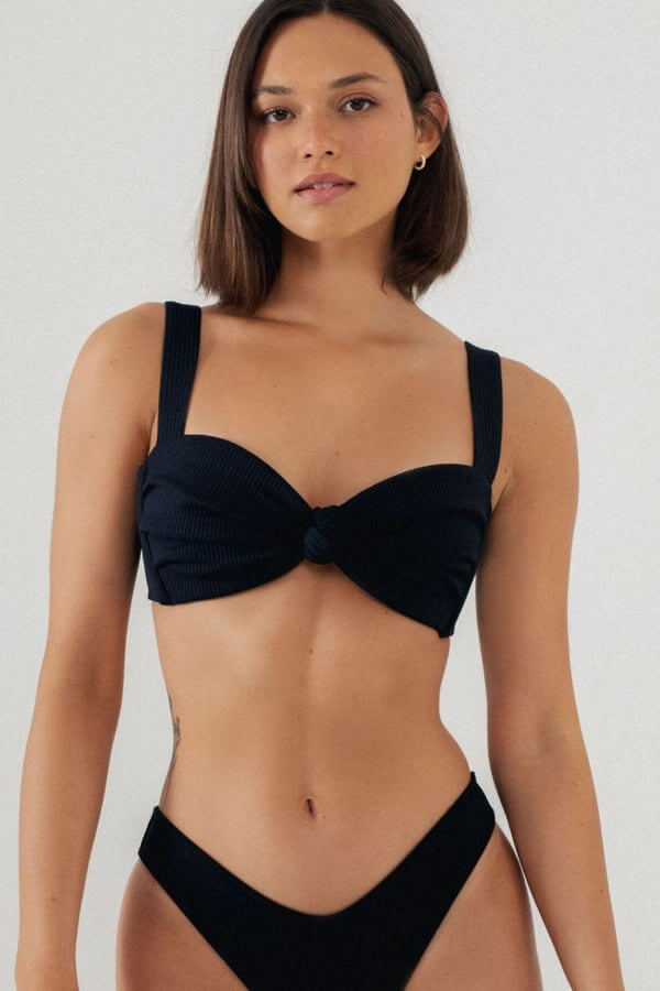 Montce Swim Hayden Bikini Top in black rib