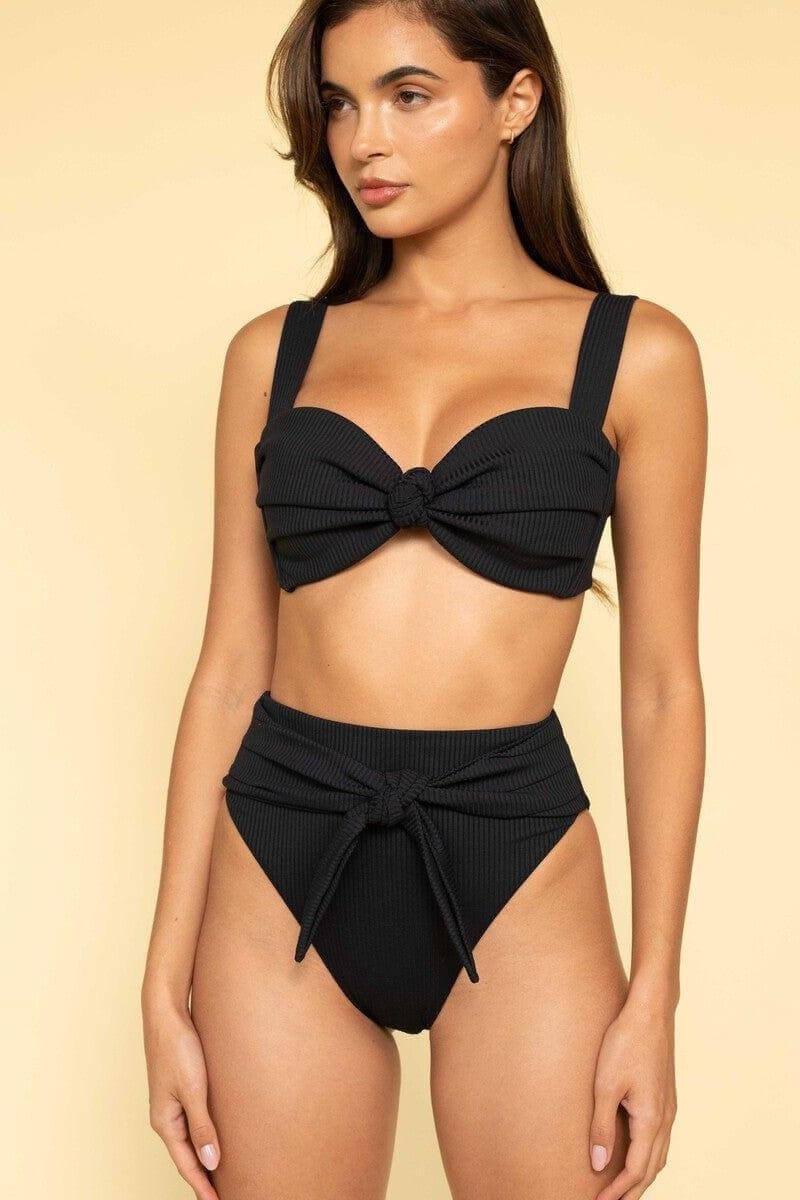 Montce Swim Hayden Bikini Top in black rib
