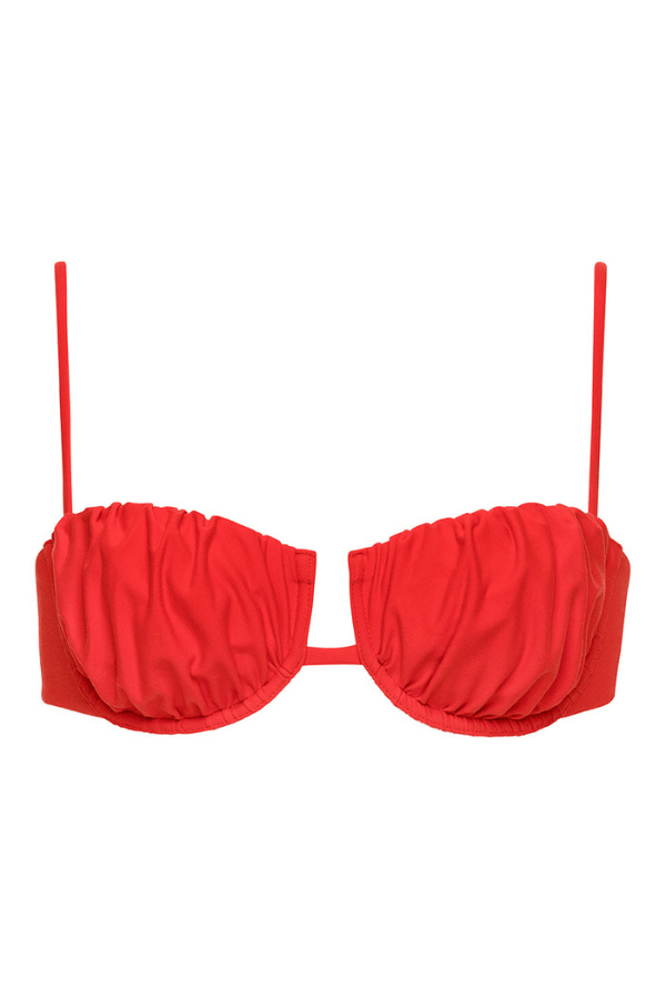 Montce Swim Petal Bikini Top in cherry