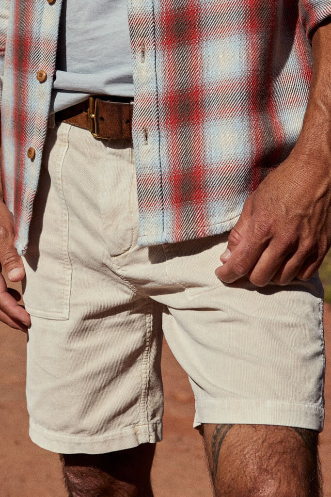 Outerknown seventyseven cord utility short in ecru