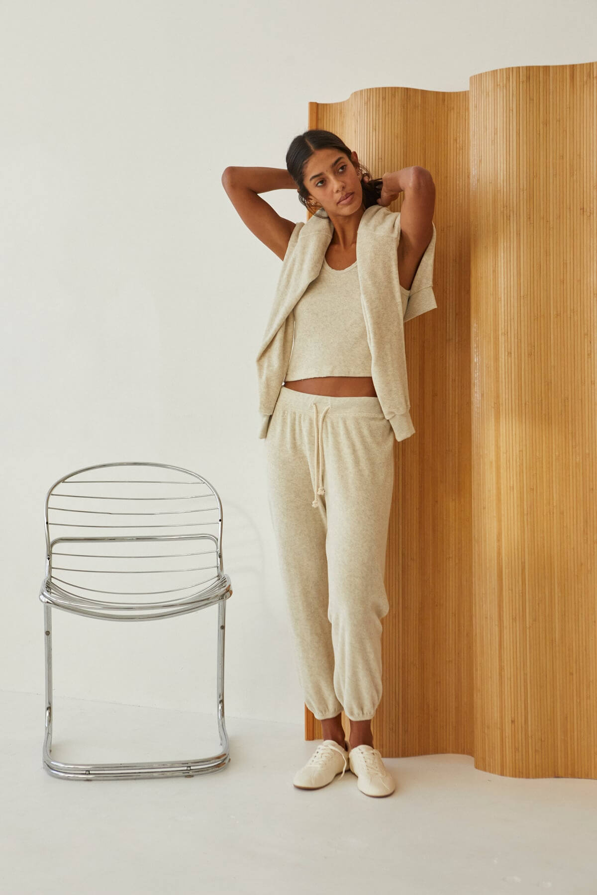 Perfect White Tee gogo terry jogger in oatmeal