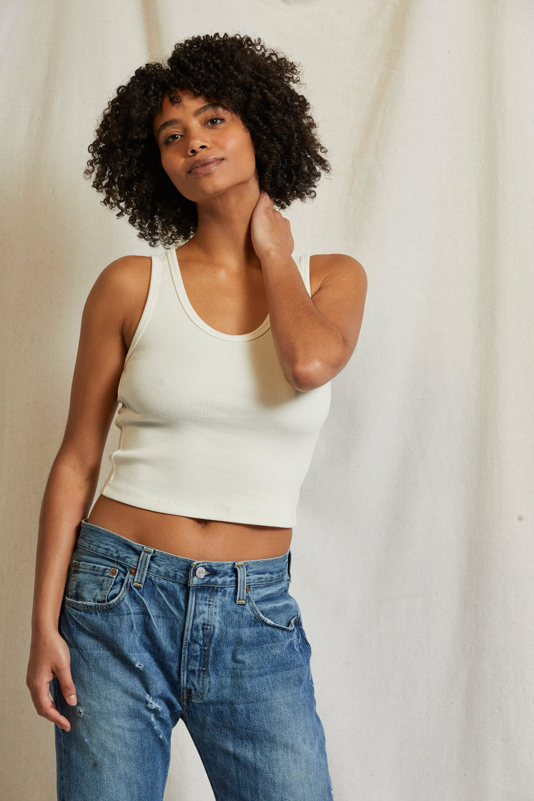 Perfect White Tee blondie tank in bright ivory