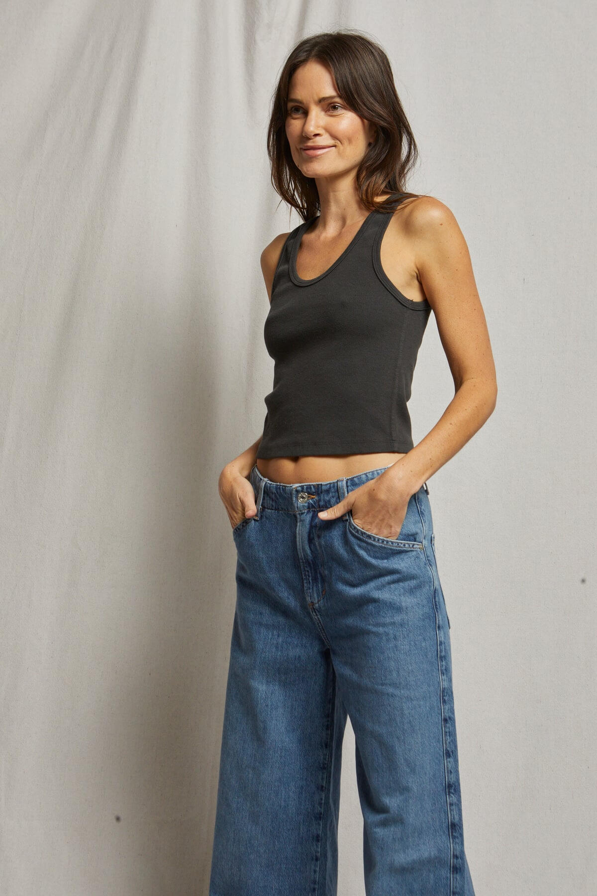 Perfect White Tee Blondie Tank in vintage black