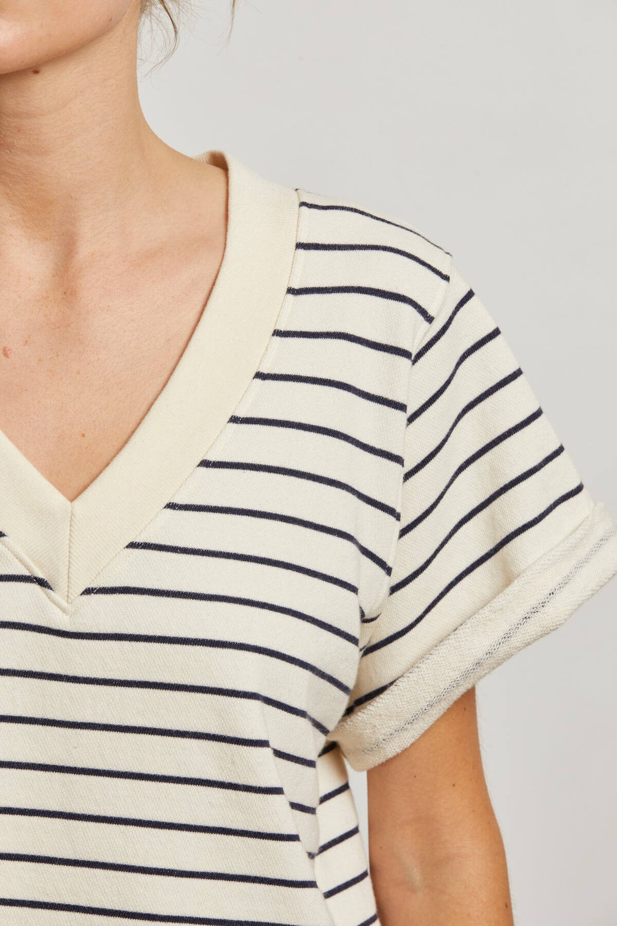 Perfect White Tee Briggs Sweatshirt in natural night stripe