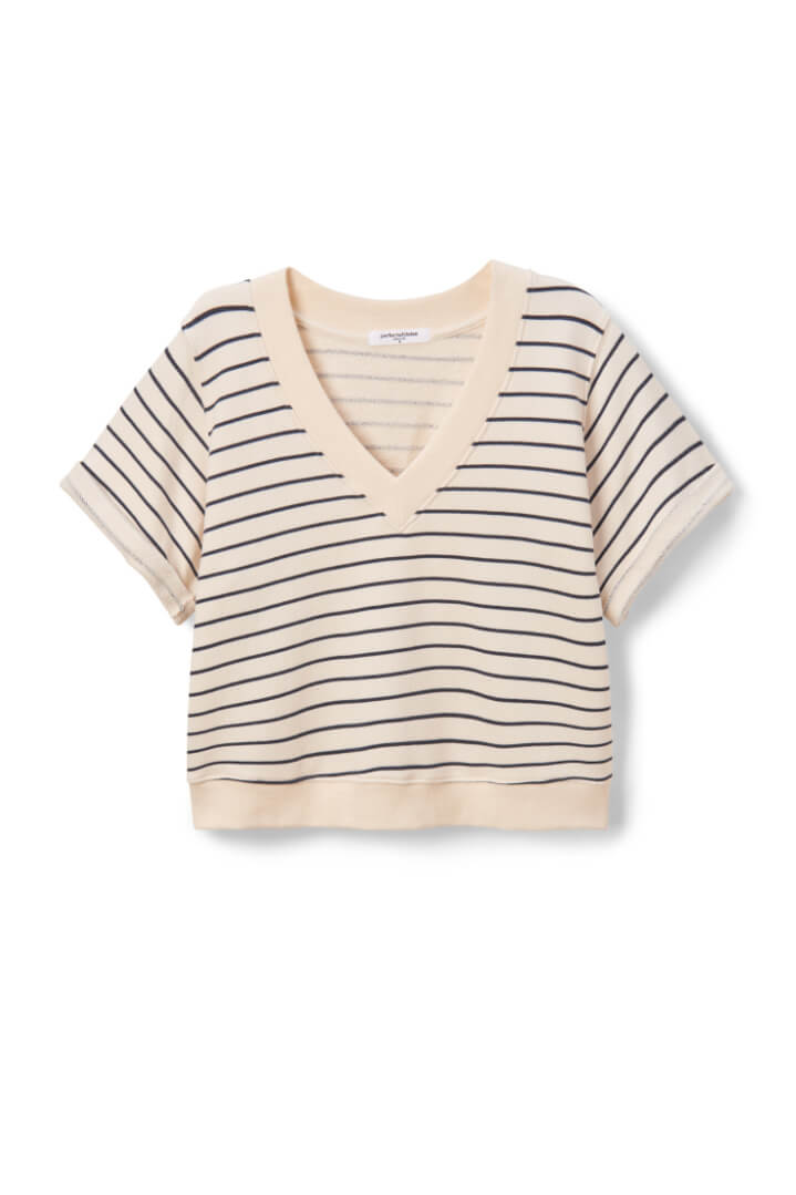 Perfect White Tee Briggs Sweatshirt in natural night stripe