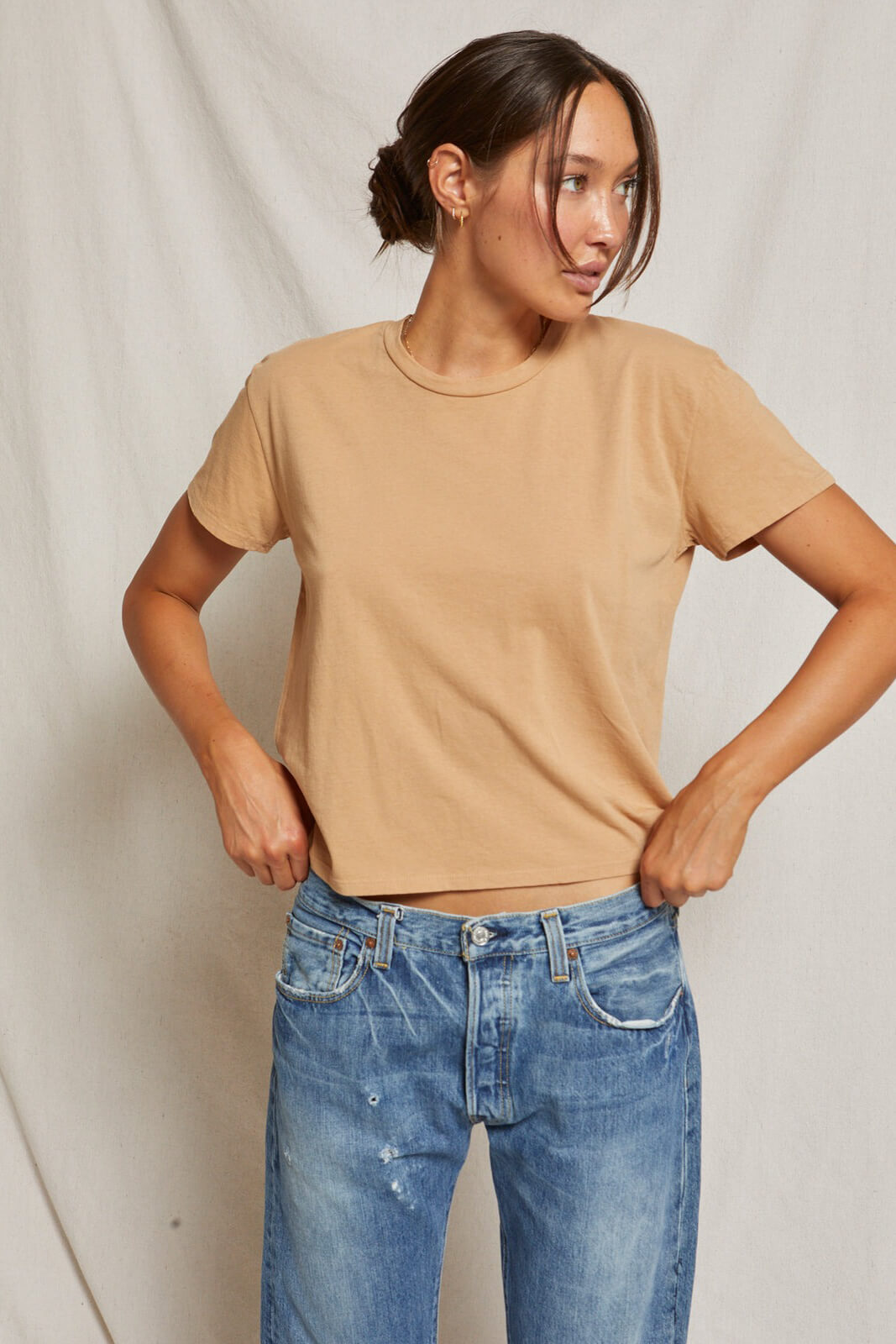 Perfect White Tee Harley boxy crew in dune