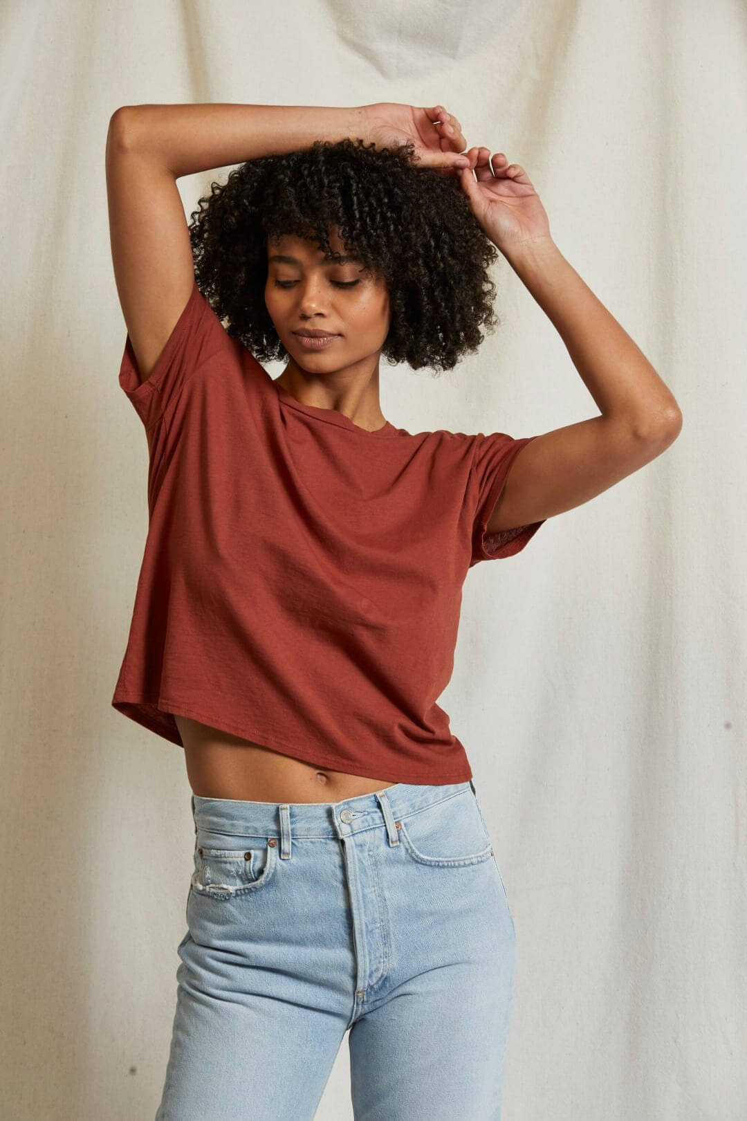 Perfect White Tee Harley boxy crew in russet