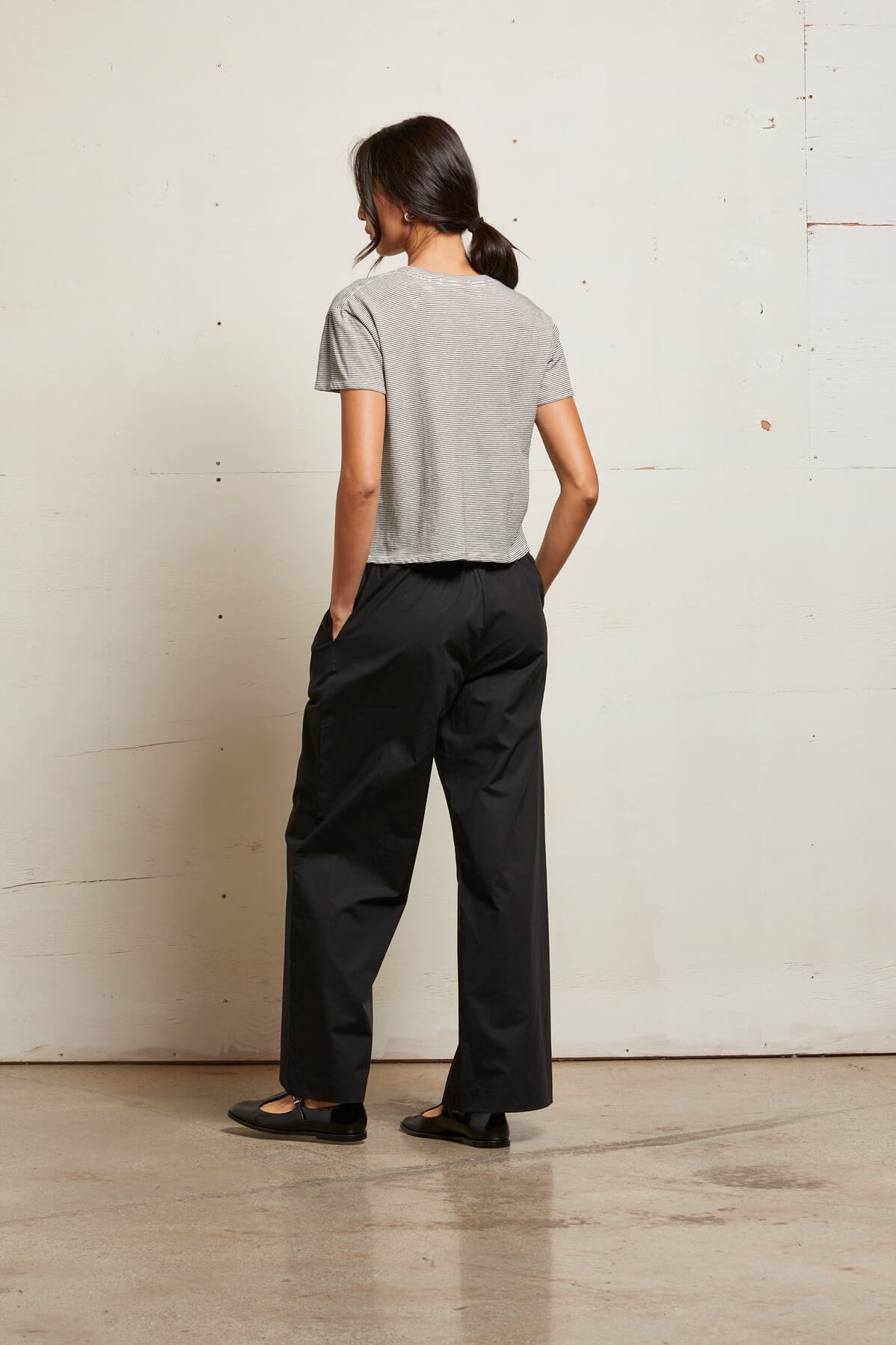 Perfect White Tee Harley Tee in ivory black stripe