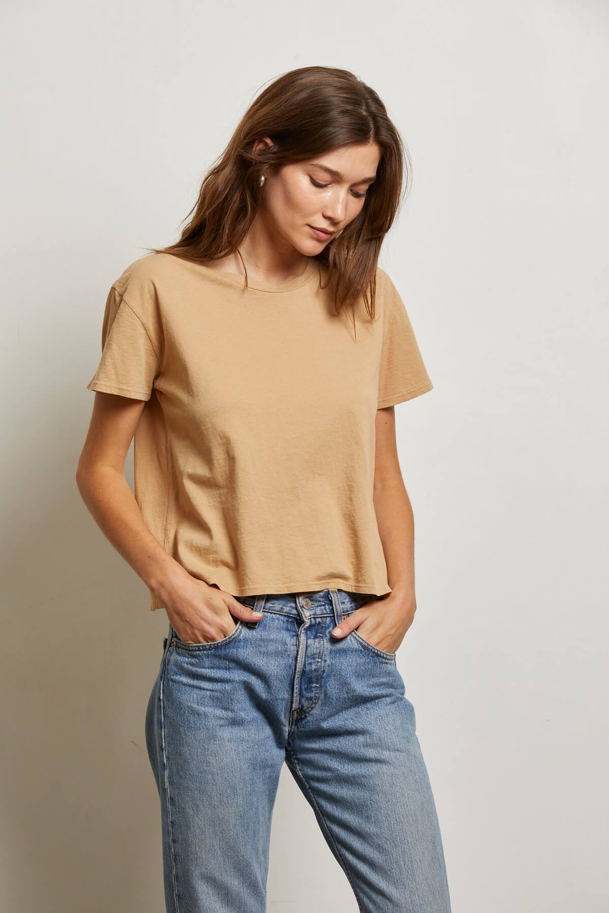 Perfect White Tee Harley Tee in suede