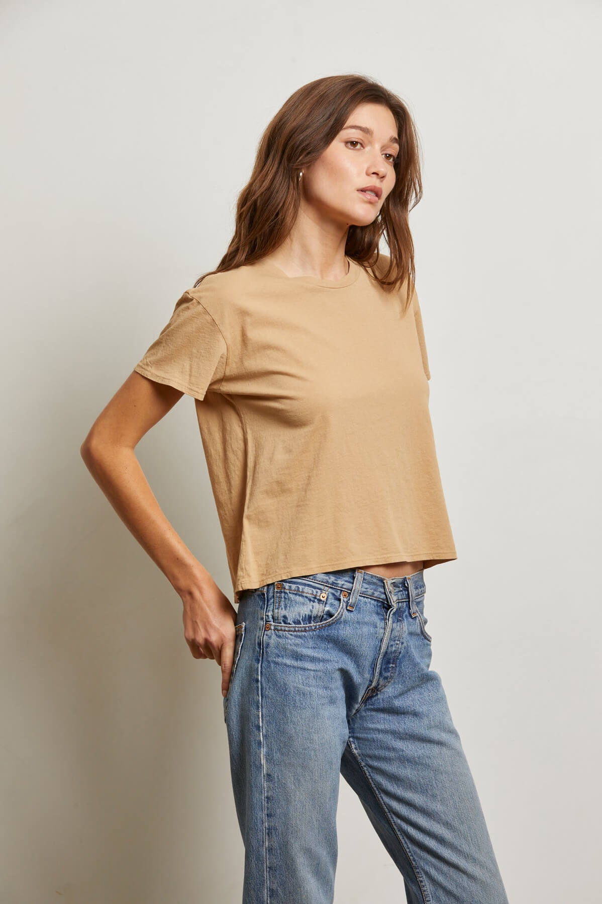 Perfect White Tee Harley Tee in suede