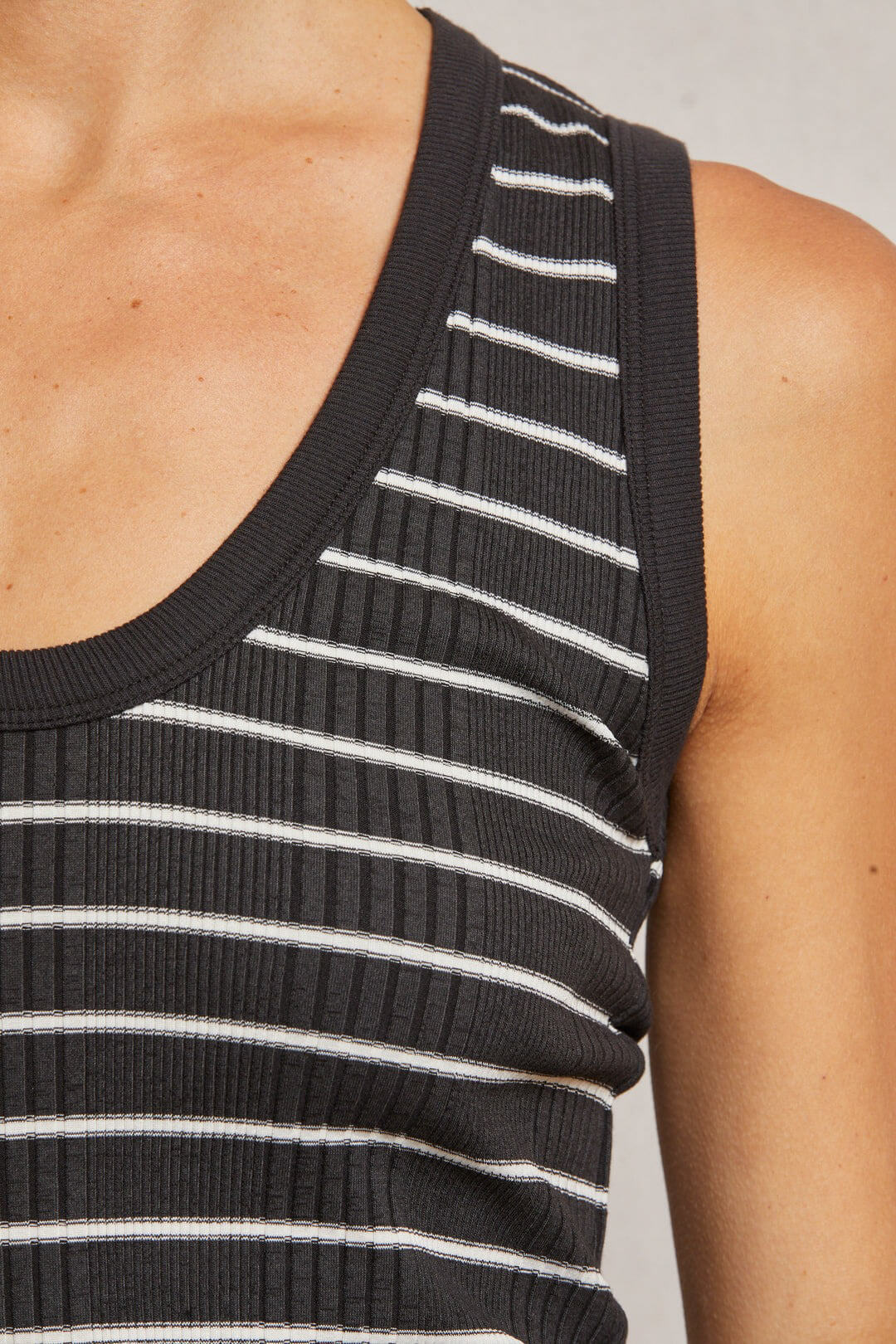 Perfect White Tee Jordan Tank in black sugar stripe