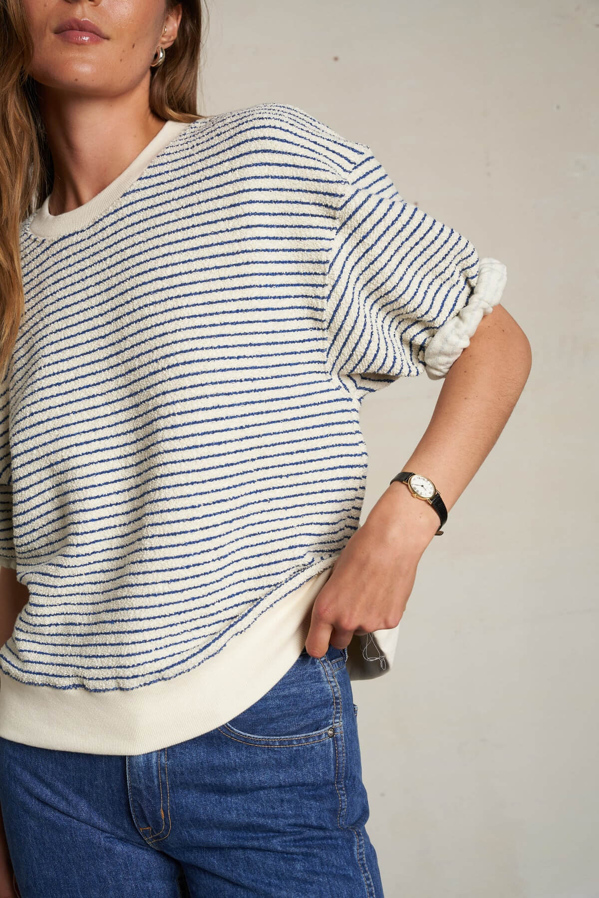 Perfect White Tee Rebecca Stripe Navy