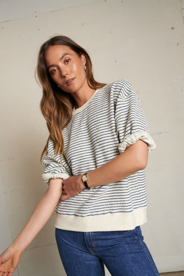 Perfect White Tee Rebecca Stripe Navy