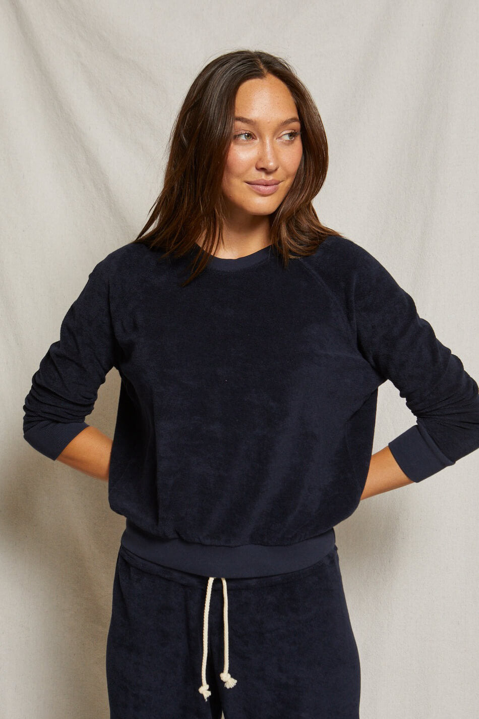 Perfect White Tee saylor terry pullover in navy