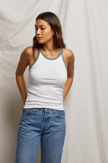 Perfect White Tee Shae tank in white heather grey
