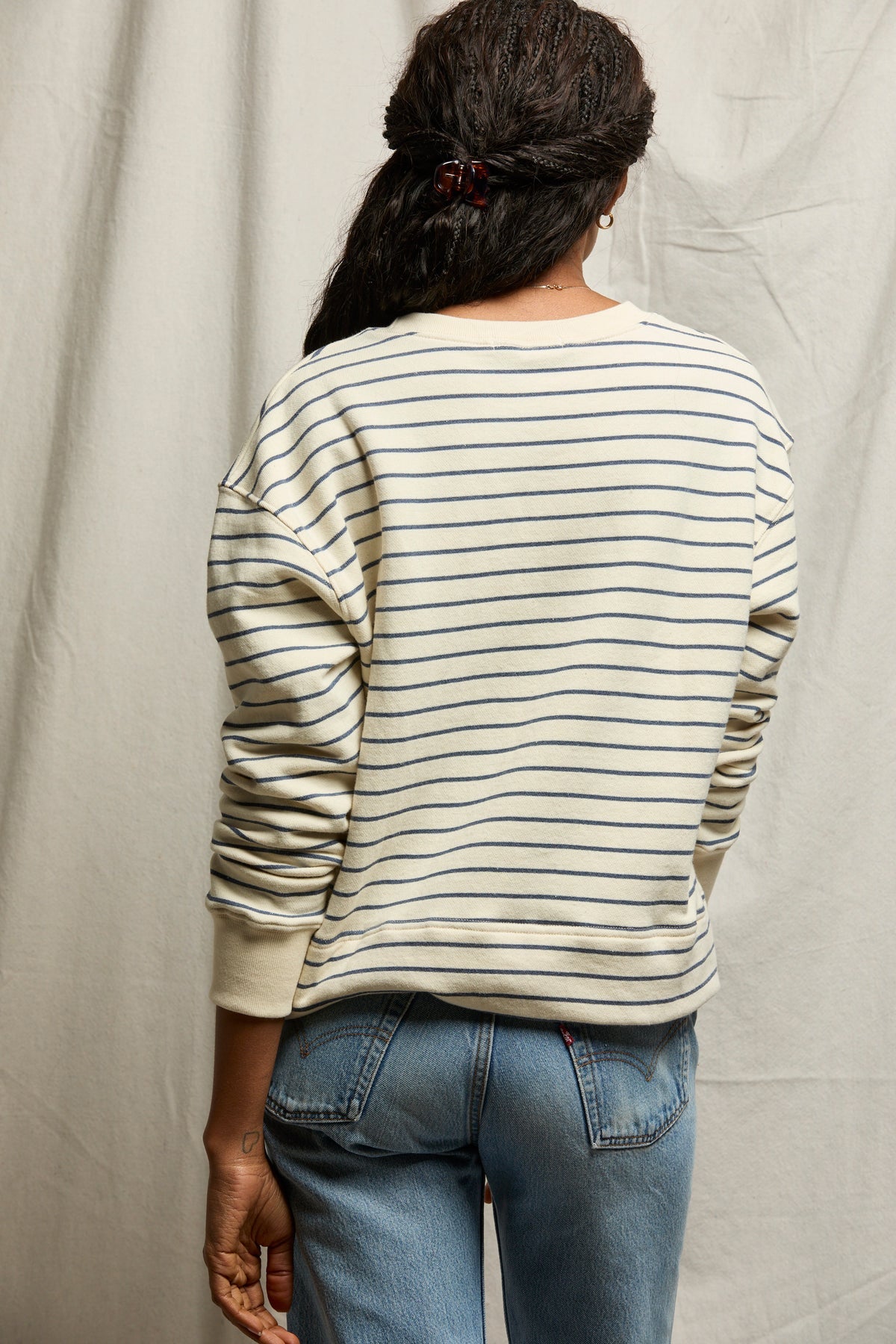 Perfect White Tee Tyler Sweatshirt in natural night stripe