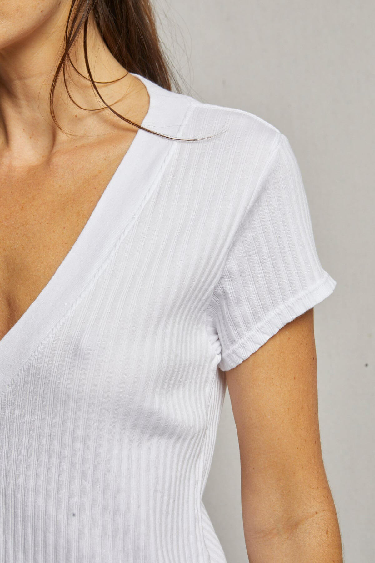 Perfect White Tee Bobby rib v neck tee in white