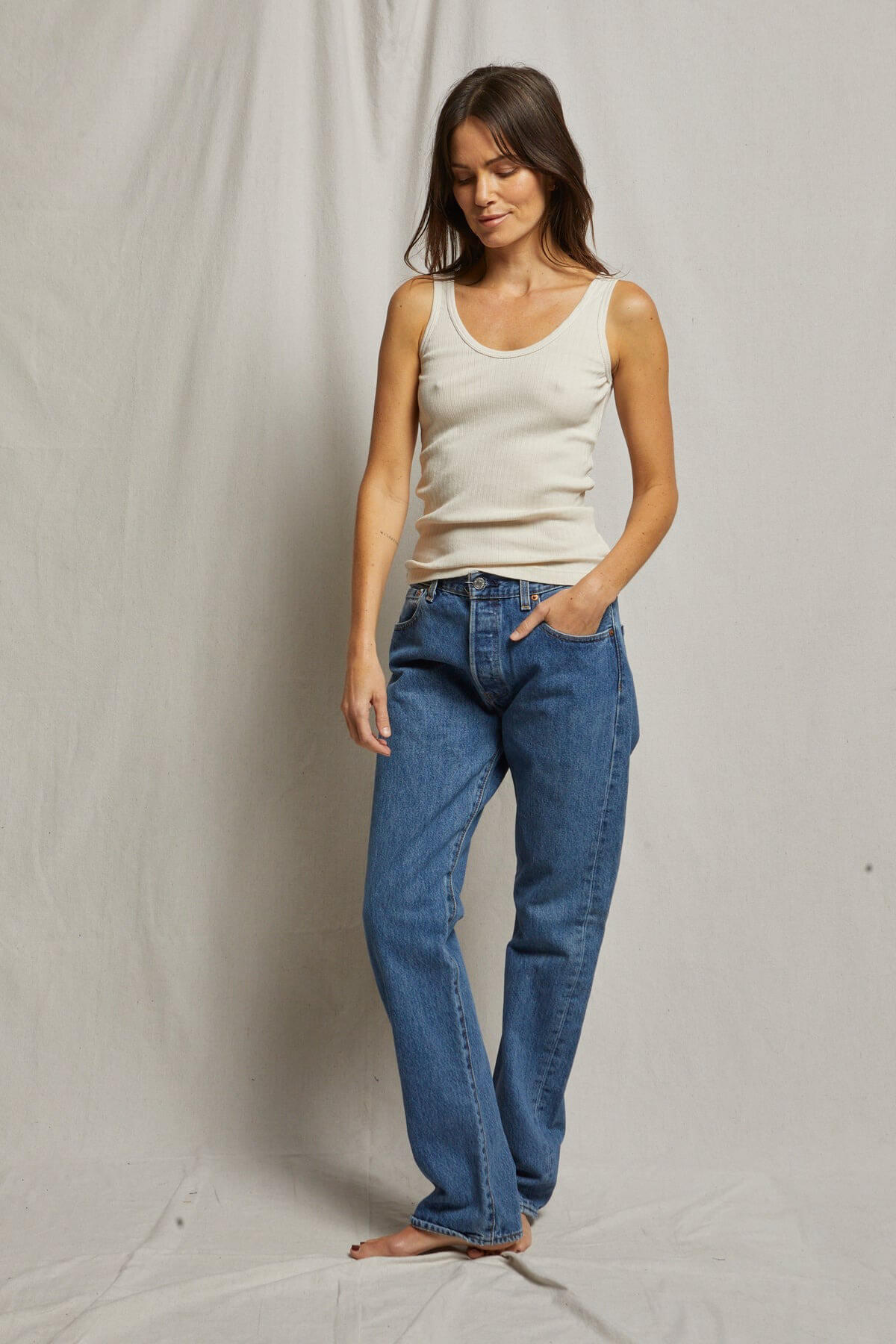 Perfect White Tee Ella rib tank in suugar