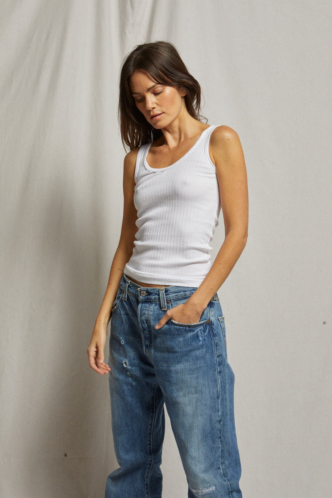 Perfect White Tee Ella rib tank in white