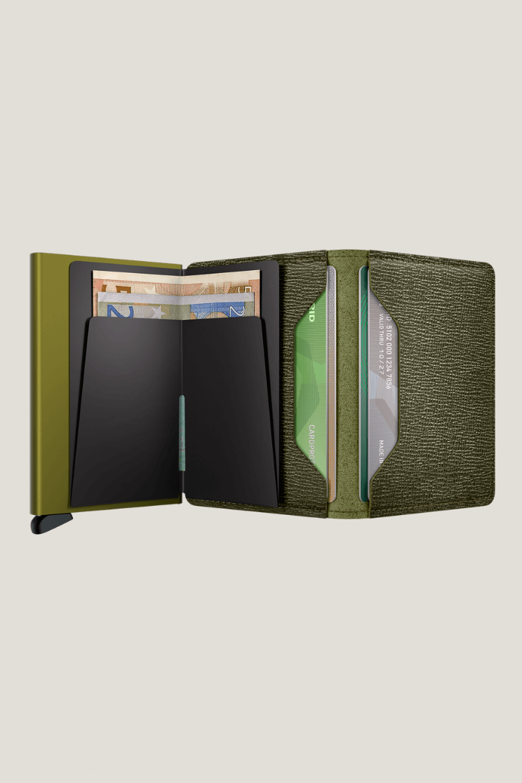 SEcrid slim wallet in crisple kelp