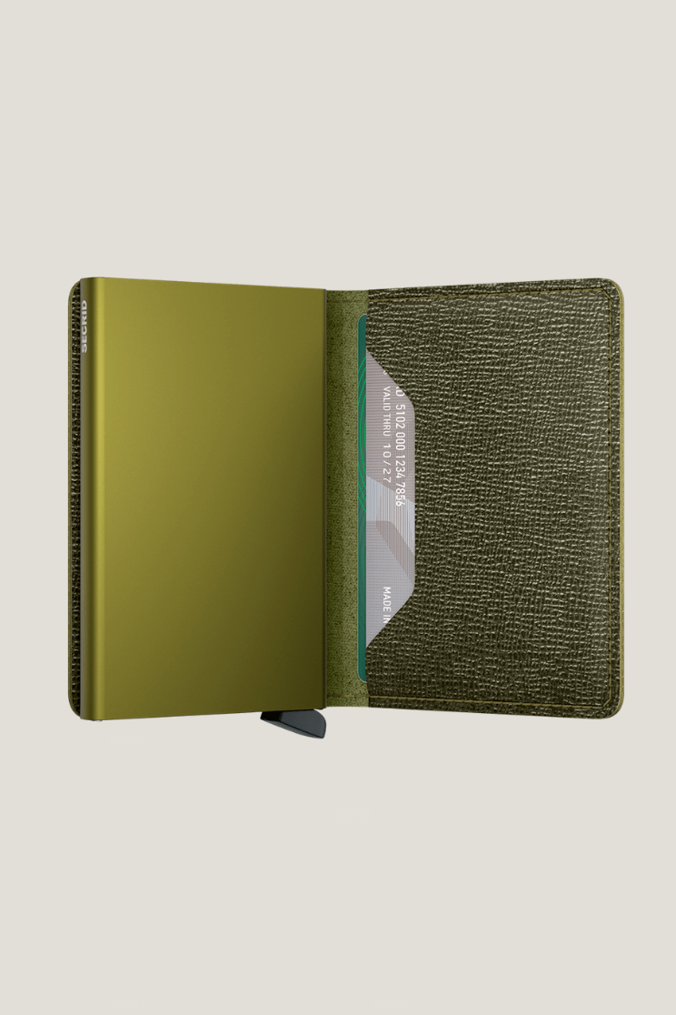 SEcrid slim wallet in crisple kelp