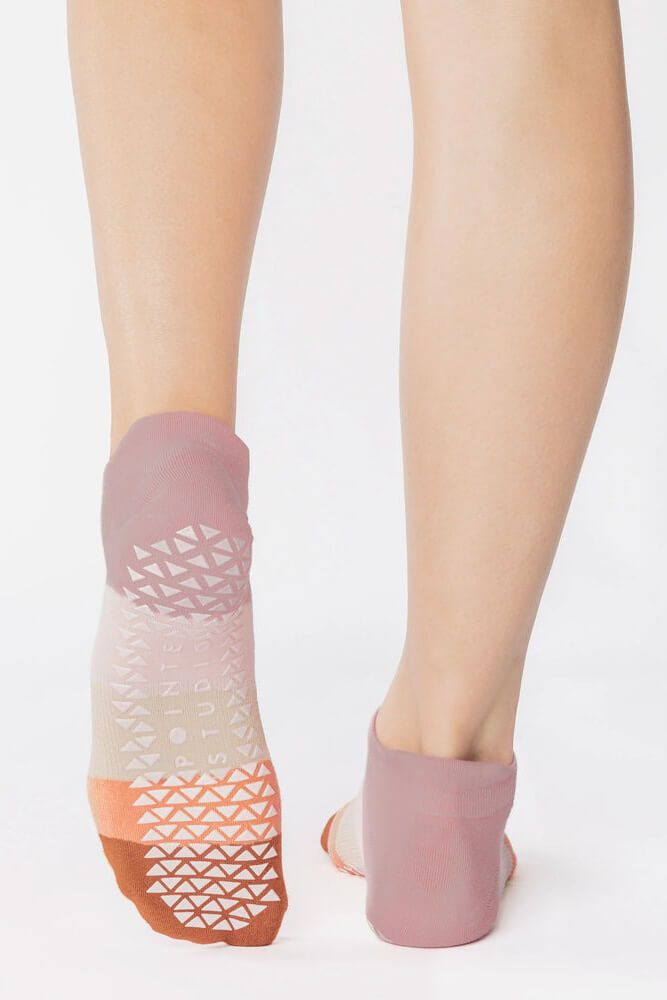 Pointe Studio layered full foot grip sock in coral