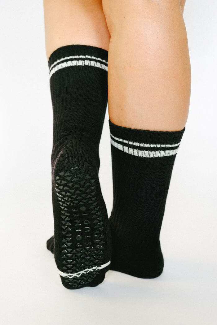 Pointe Studio varsity crew grip socks in black