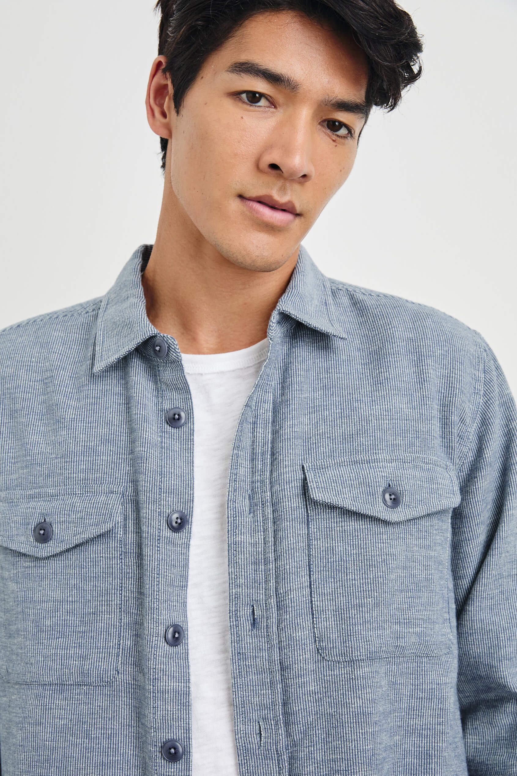 Rails Burr Shacket in denim white