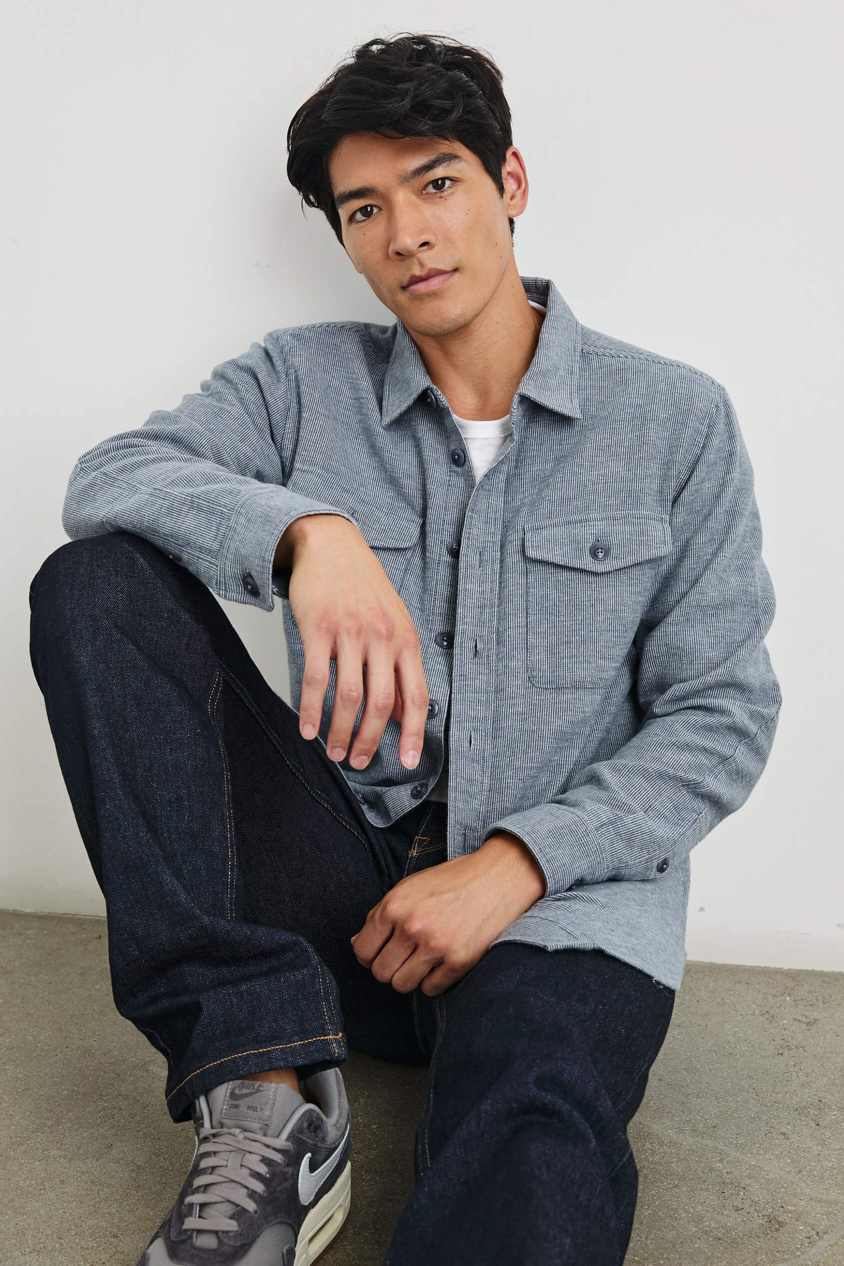 Rails Burr Shacket in denim white