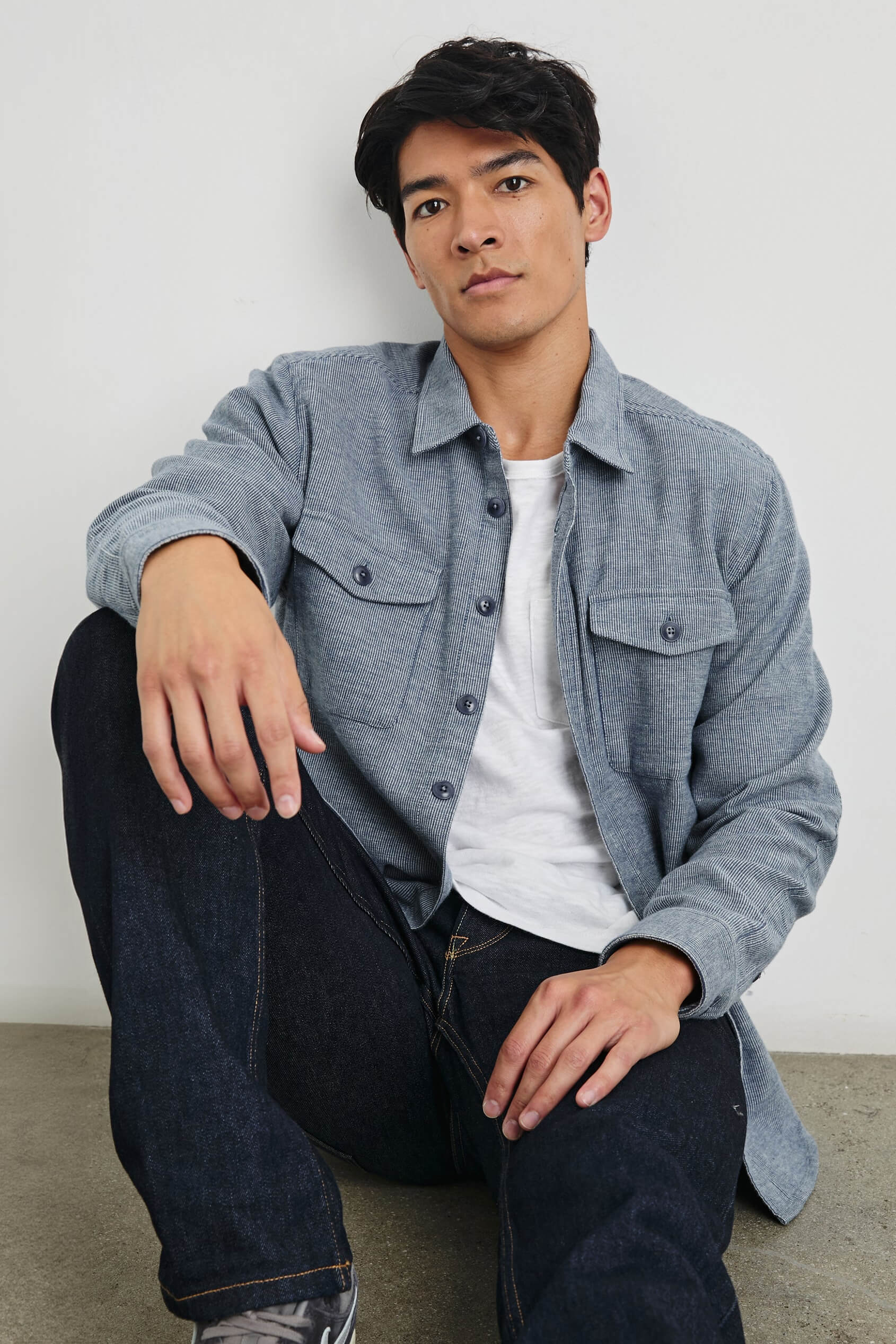 Rails Burr Shacket in denim white