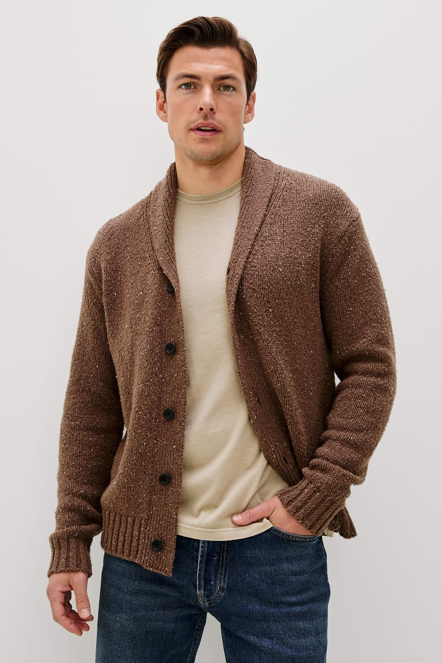 Rails Corden Cardigan in chestnut speckle