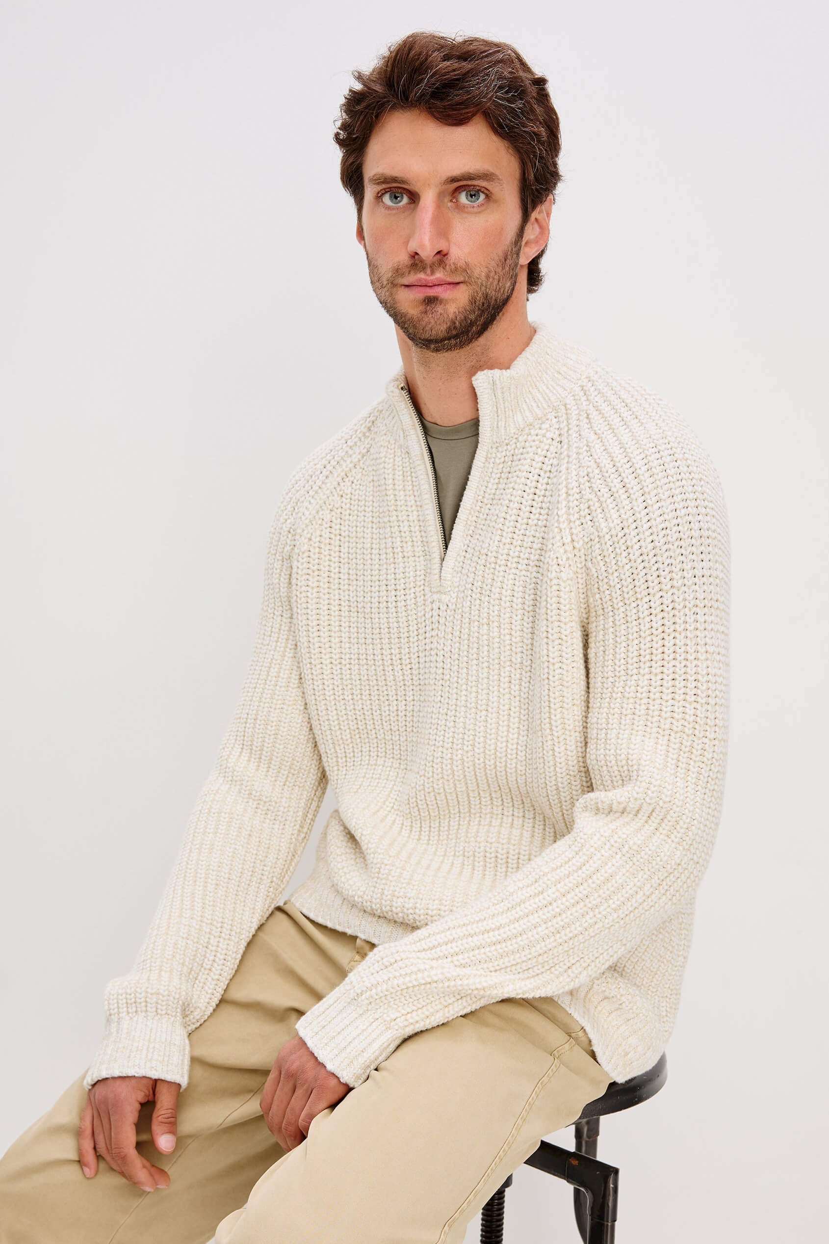 Rails Stratton Quarter Zip in snowdrift marl