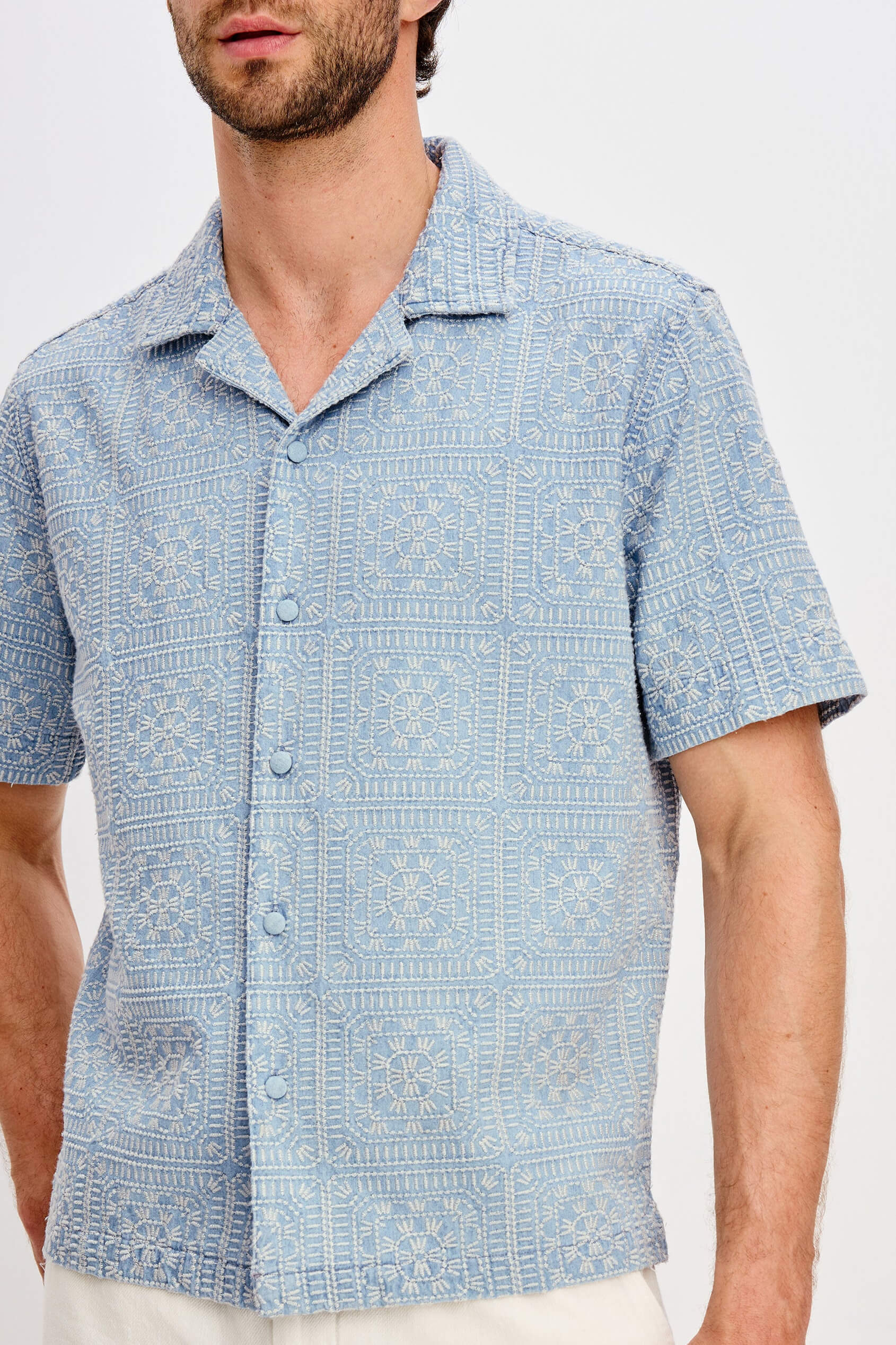 Rails Tyler Shirt in Indigo Cream Squares