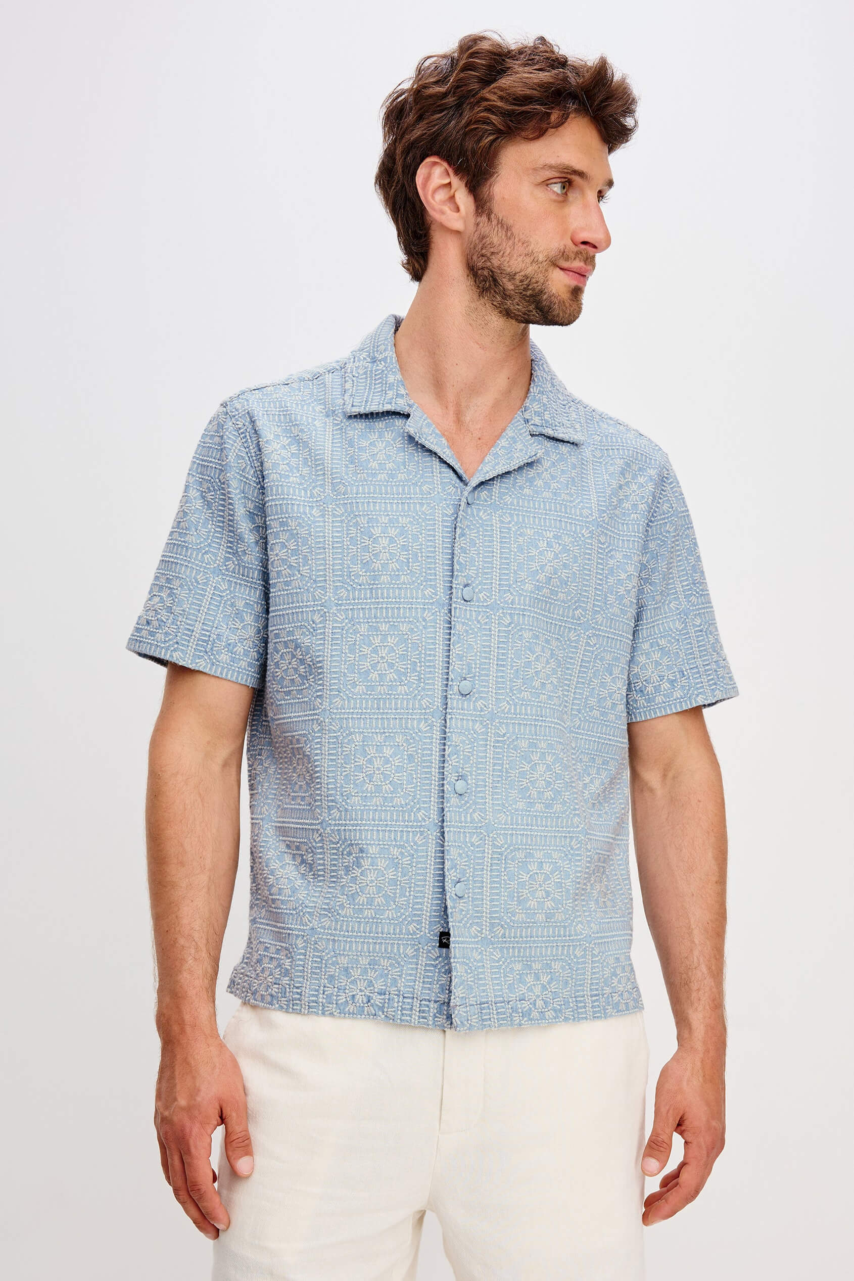 Rails Tyler Shirt in Indigo Cream Squares