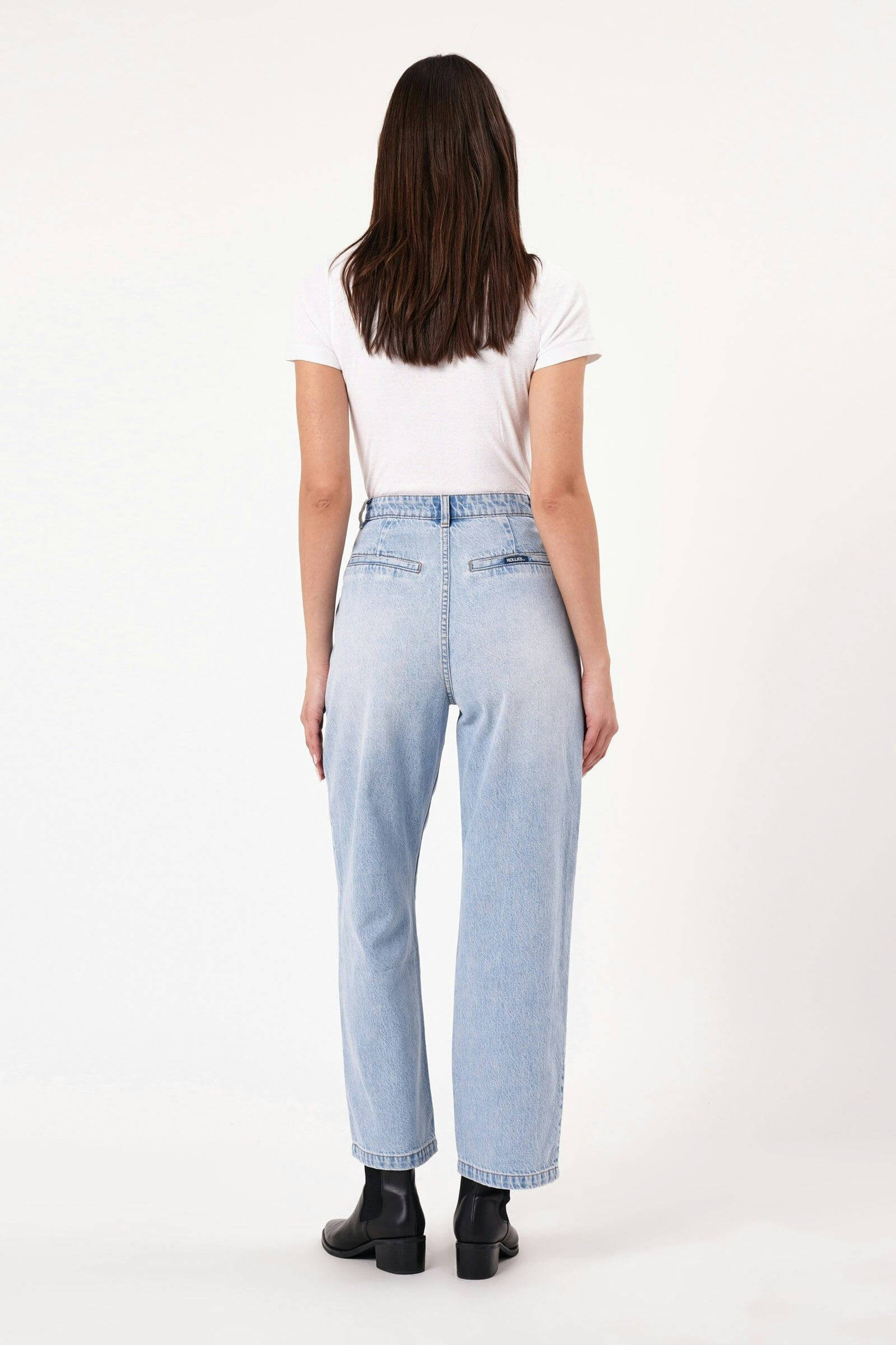 Rolla's Chloe pleated denim in light blue