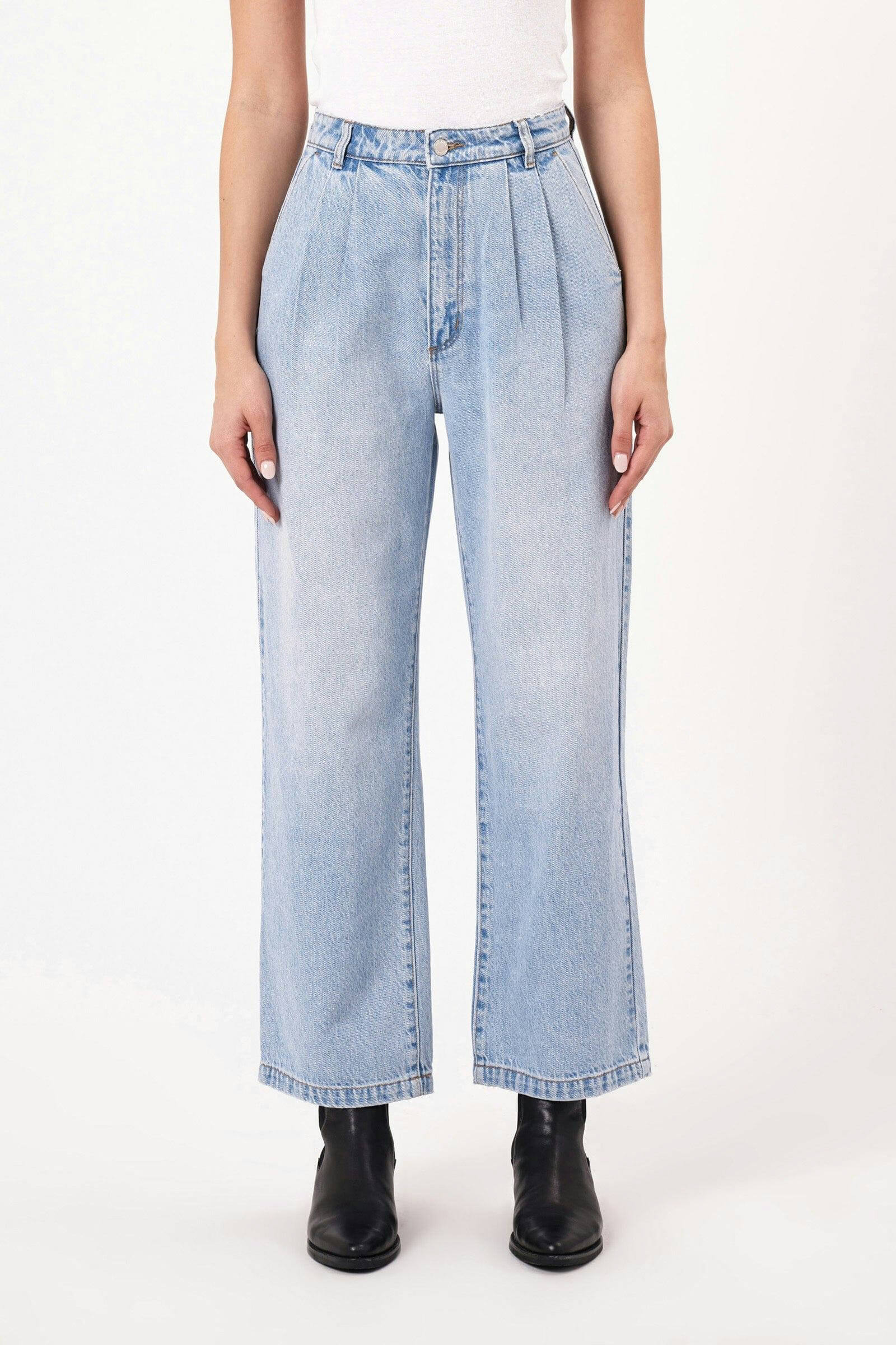 Rolla's Chloe pleated denim in light blue