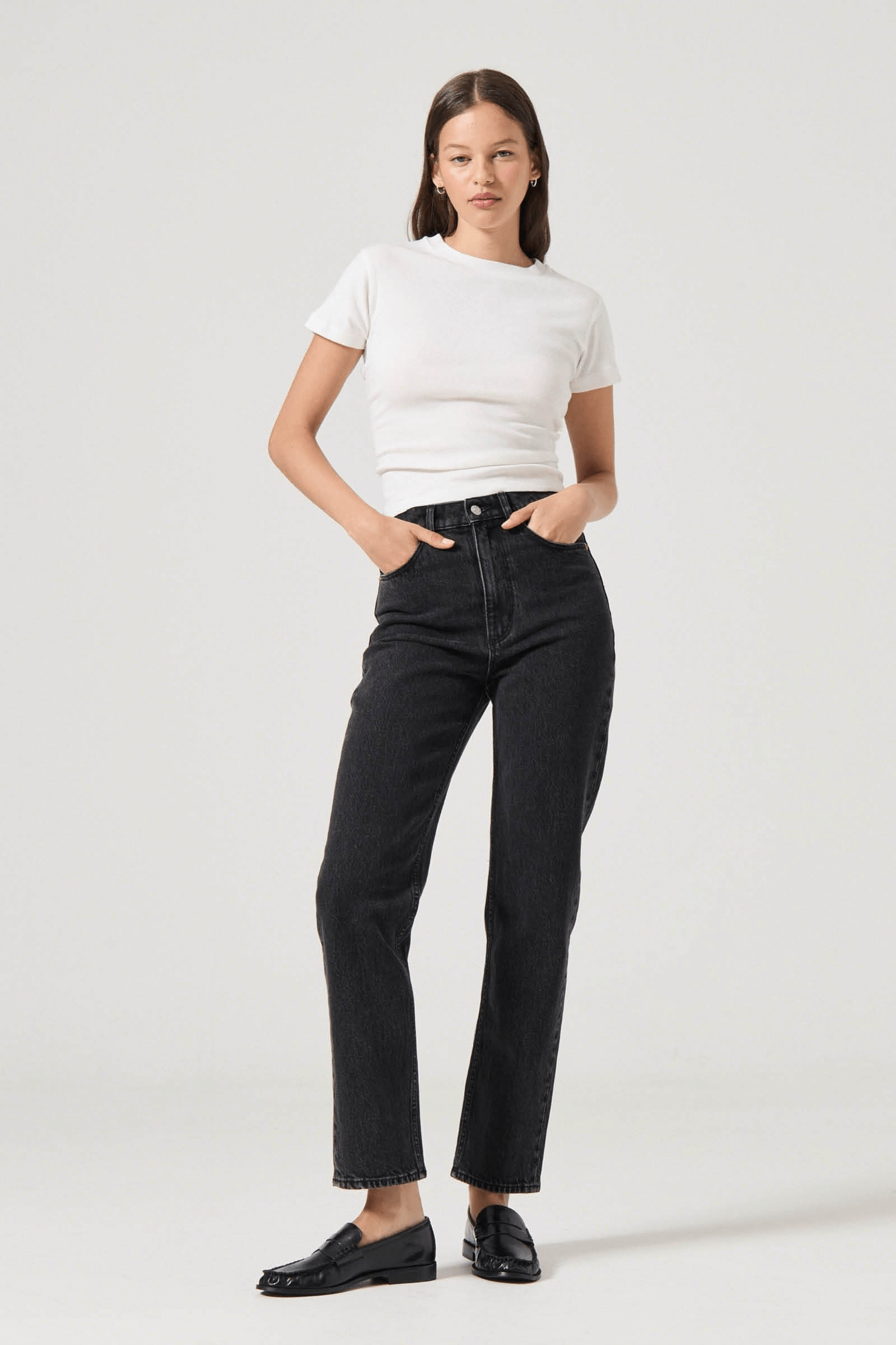 Rollas Loulou Straight Jean in black sand
