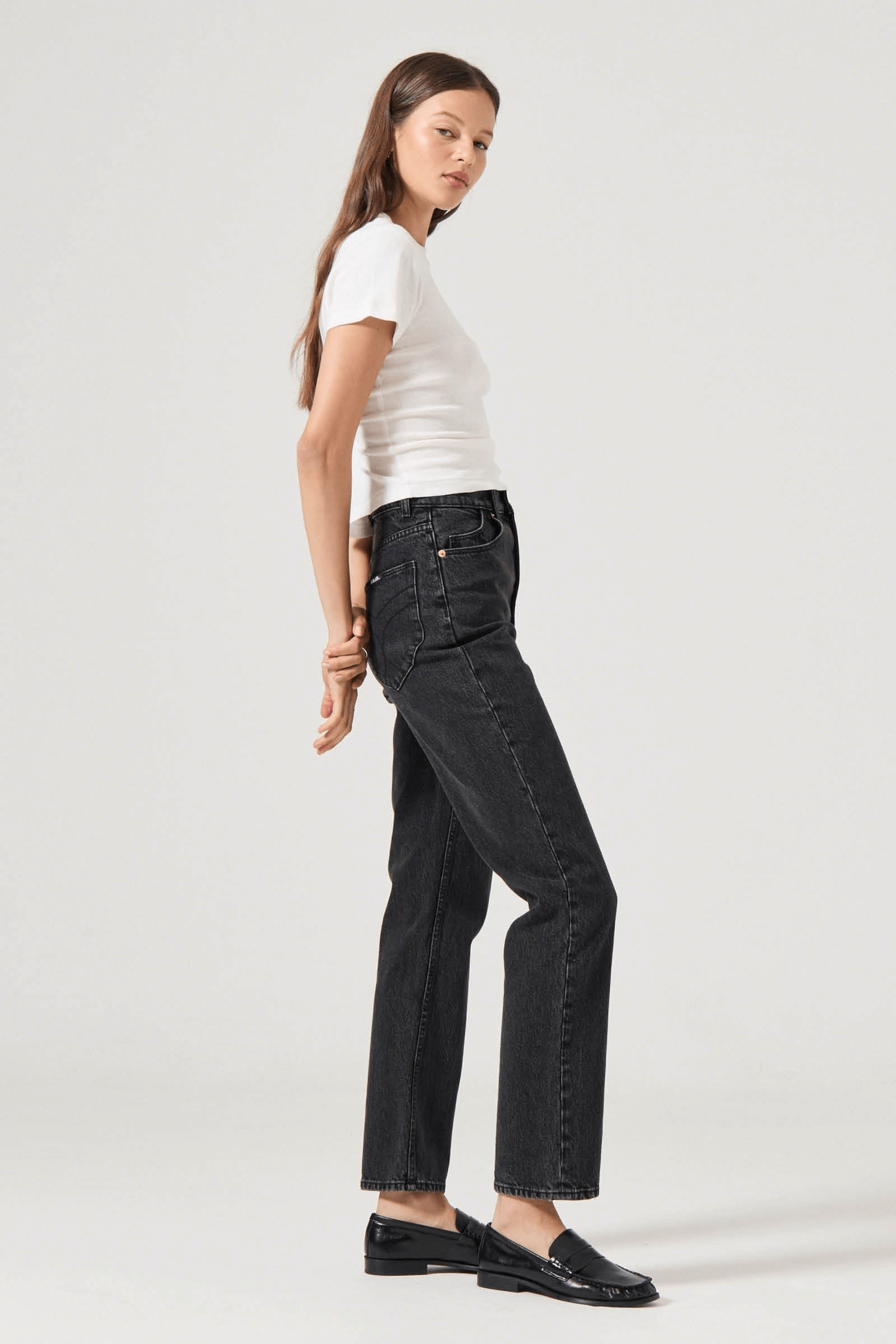 Rollas Loulou Straight Jean in black sand