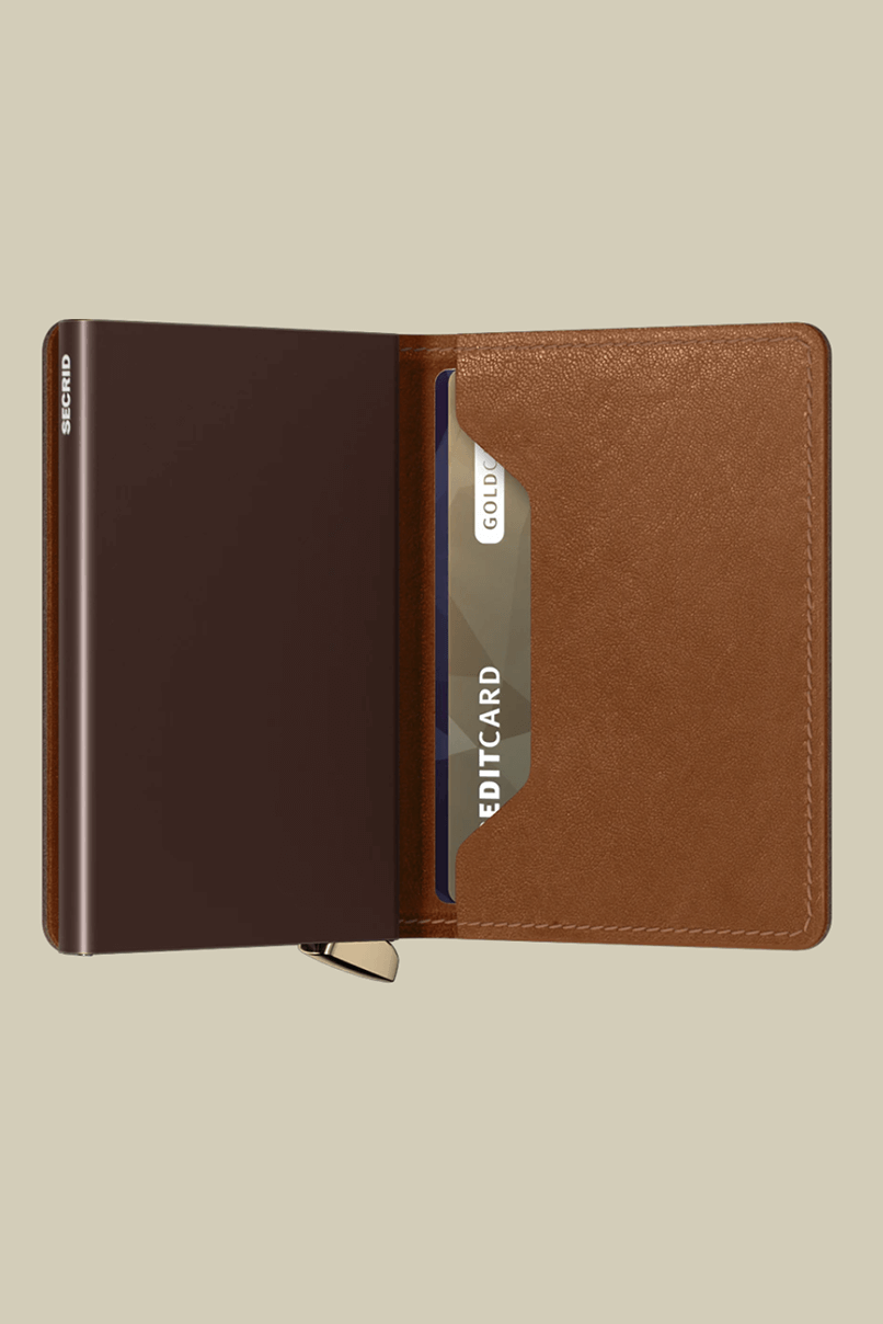 Secrid premium slim wallet in emboss lines cognac