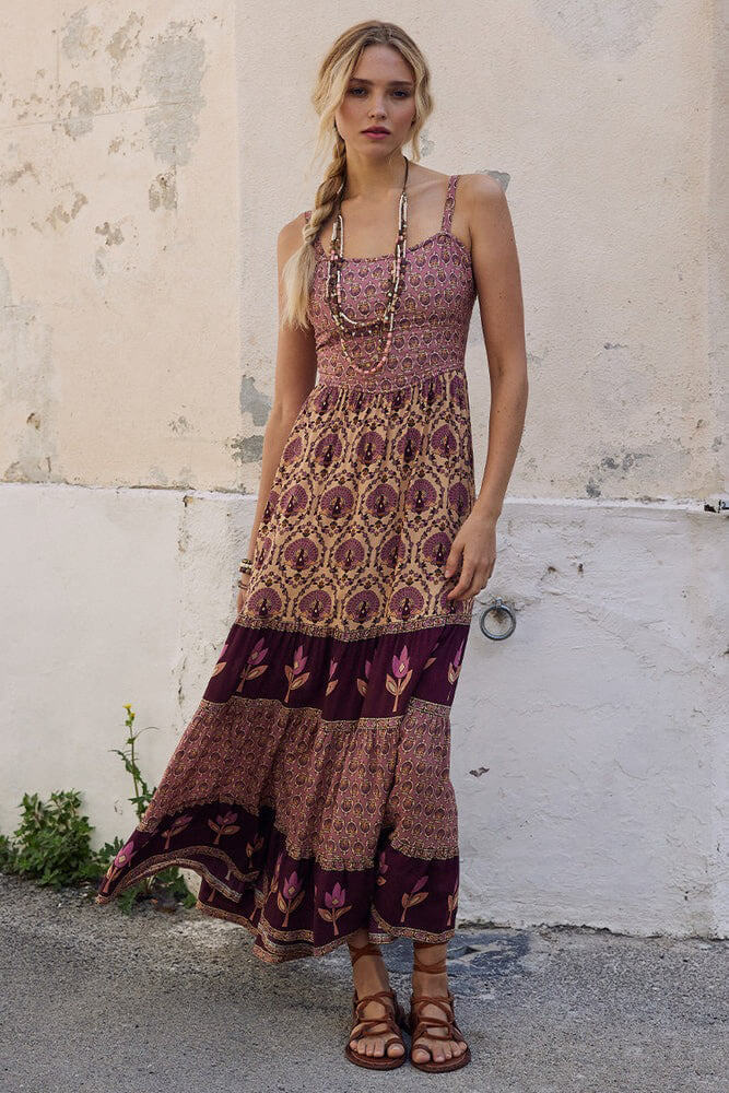 Spell chateau quilted strappy maxi dress in grape
