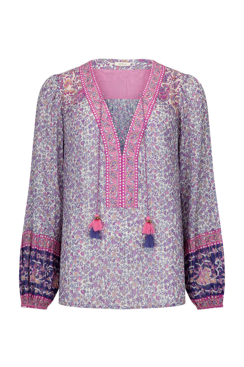 Spell little bird lace up blouse in berry