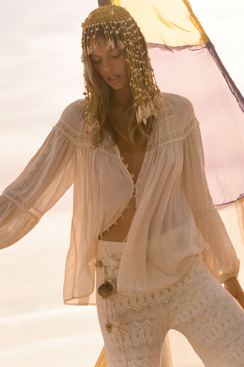Spell Teodora Blouse in white smoke