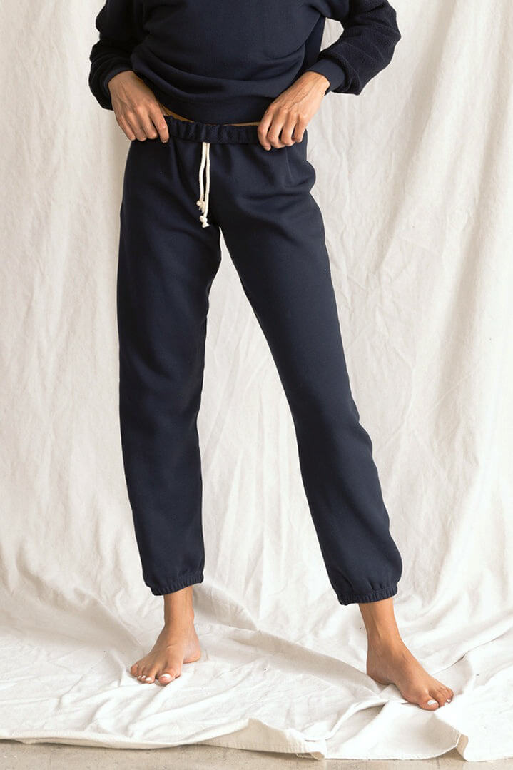 stevie sweatpant navy by perfect white tee