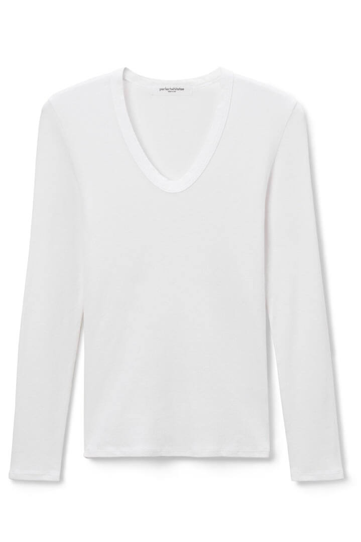 perfect white tee robyn u neck long sleeve