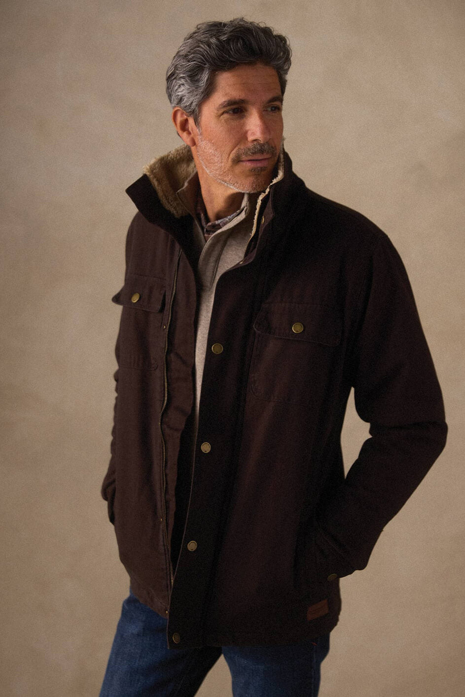 The Normal Brand Canvas Chore Coat in umber