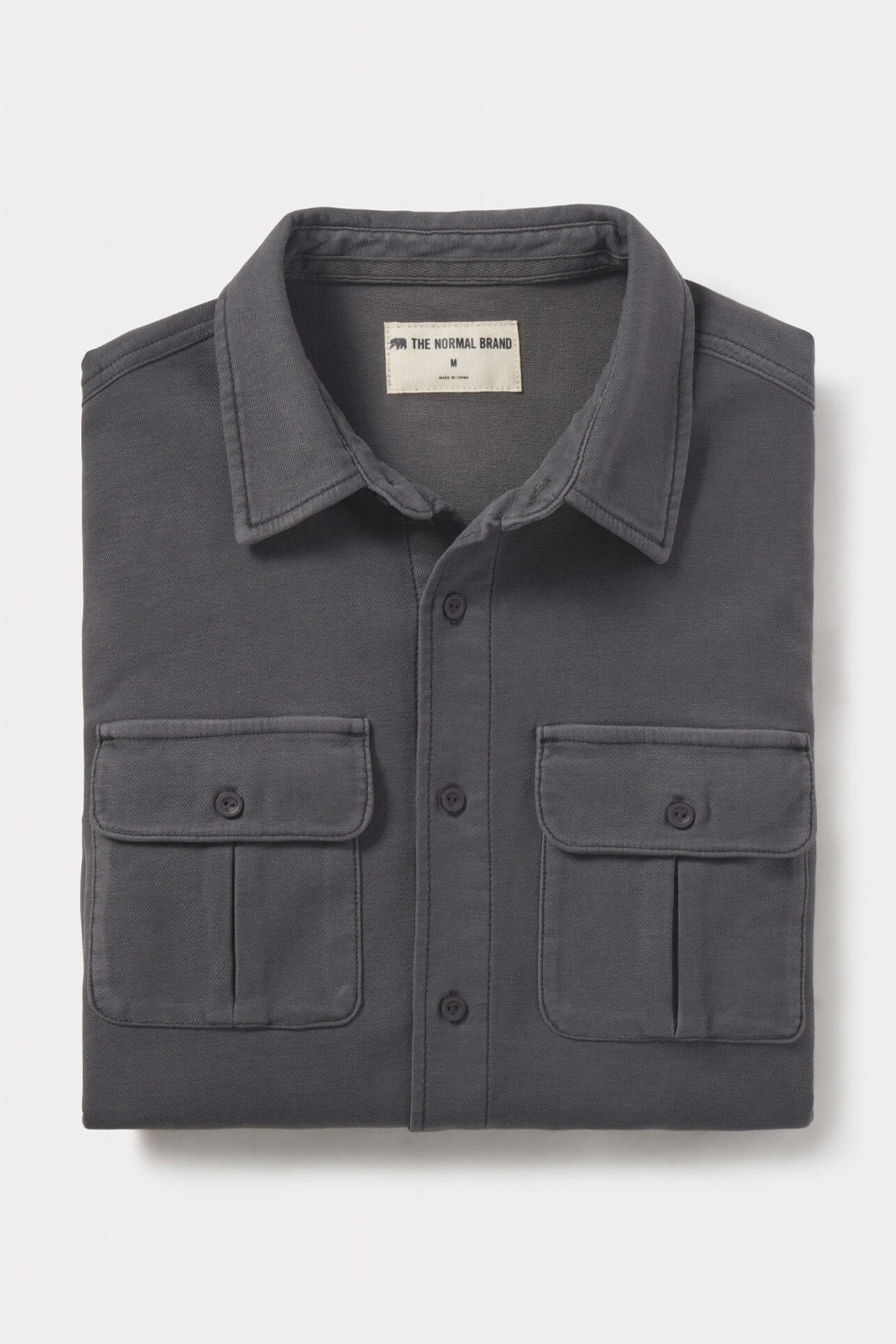 The Normal Brand comfort terry shirt jacket in steel