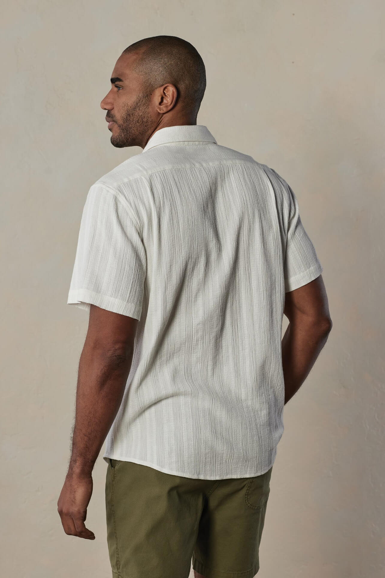 The Normal Brand Freshwater button up shirt in ivory crinkle